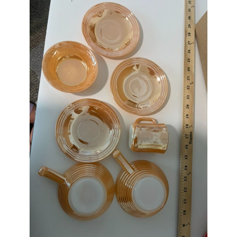 FireKing Lusterware various peach pieces - 7